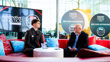 James McLoughlin, assistant editor, Automotive Logistics and Andy Winebloom, Toyota on the Red Sofa at ALSC Europe 2026.