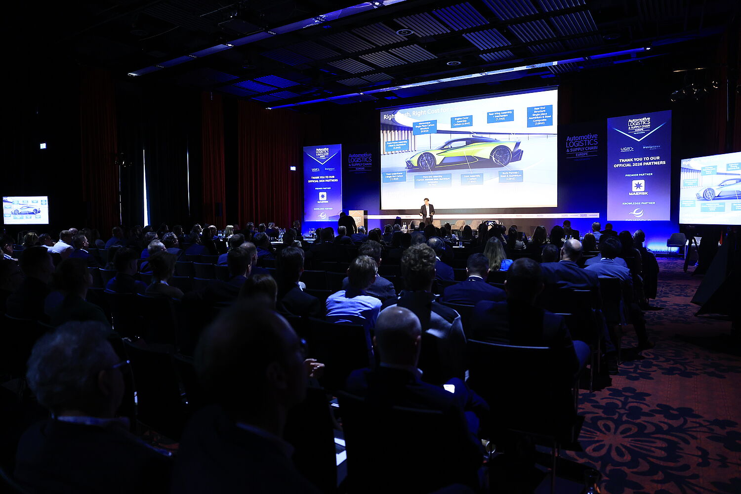 Martin Corner, Aston Martin, giving a presentation on stage at ALSC Europe 2026.